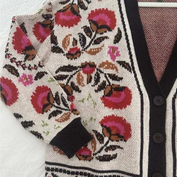 Farm Rio Sand Palm Paradise Knit Cardigan Sweater - Small - Picture 5 of 6